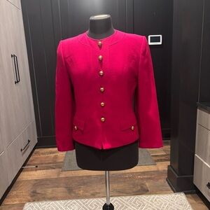Vintage Herbert Grossman Hot Pink Wool Blazer-made in the USA